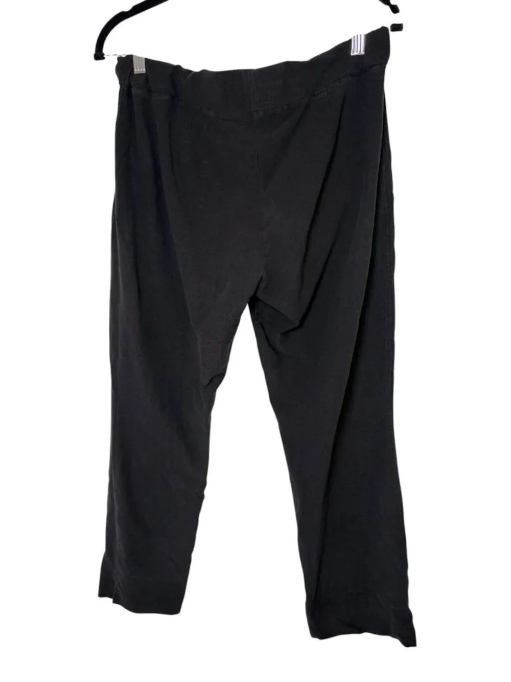 Eileen Fisher Black Tencel Stretch Pull on Cropped Straight Leg Pants Medium